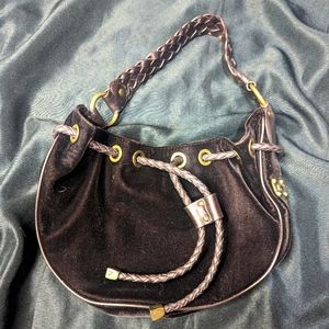 Small dark brown velvet Michael Kors shoulder bag